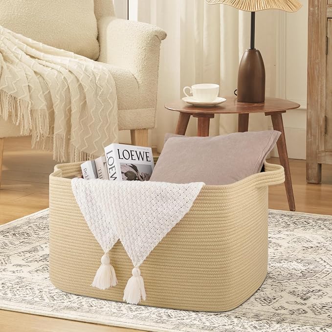 OIASKET 95L Extra Large Blanket Basket, Rectangle Nursery Blanket Storage - Image 3