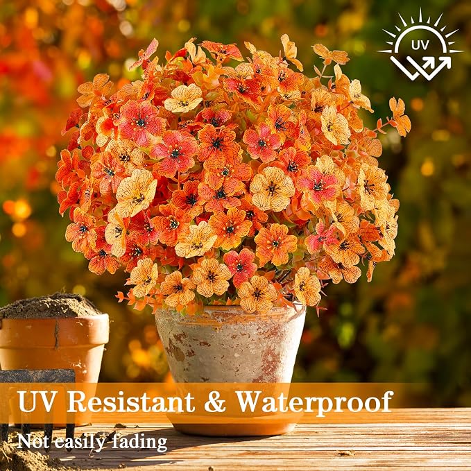 AGIRL Artificial Fall Flowers Fake Mums Outdoor, Faux Plant Porch Decor Home | - Image 3