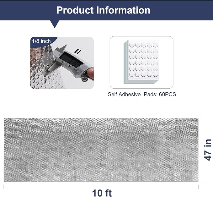 DGSL Double Reflective Bubble Foil Insulation Foam, 47IN X 10FT Window - Image 2