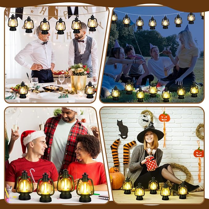 Ferraycle 24 Pcs Mini Lanterns 6 Inch Black Lamp Table Decor | Western Cowboy - Image 5