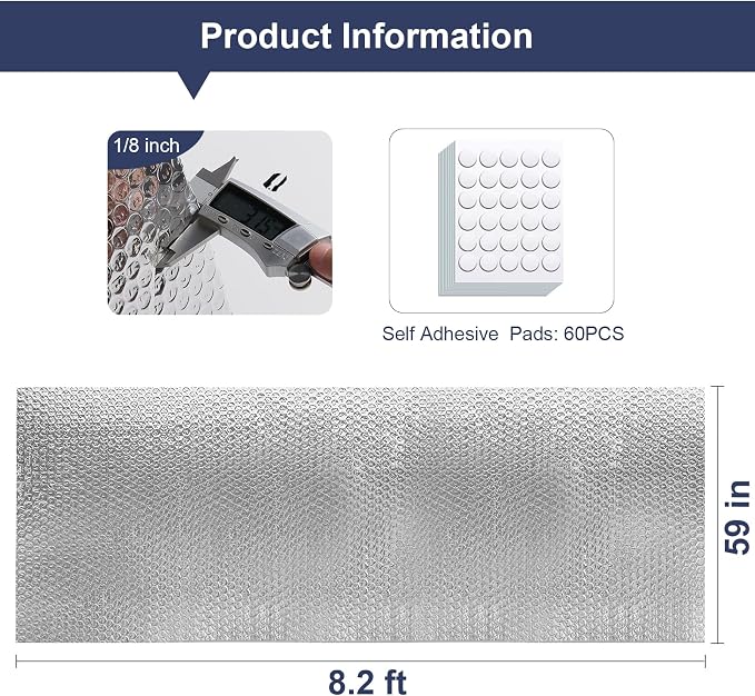 DGSL Double Reflective Bubble Foil Insulation Foam, 59IN X 8.2FT Window - Image 2