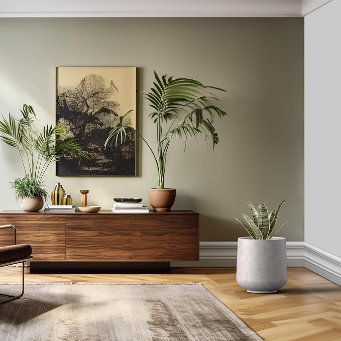 Kante Large Round Curved CON Gray Concrete Planter 16.5" Dia, Outdoor | Rubber - Image 6