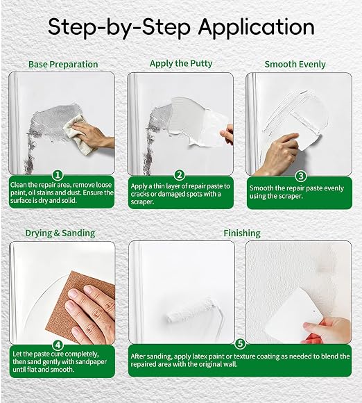 Wall Repair Paste 12 OZ, Drywall Crack & Hole Filler, Fast Drying Spackle - Image 7