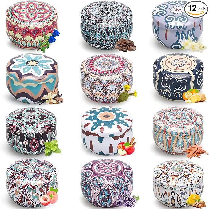 Scented Candles Gift Set, 12 Pack Soy Wax Aromatherapy Candles | 12 Scents by LAJDLChristmasGiftsCandles