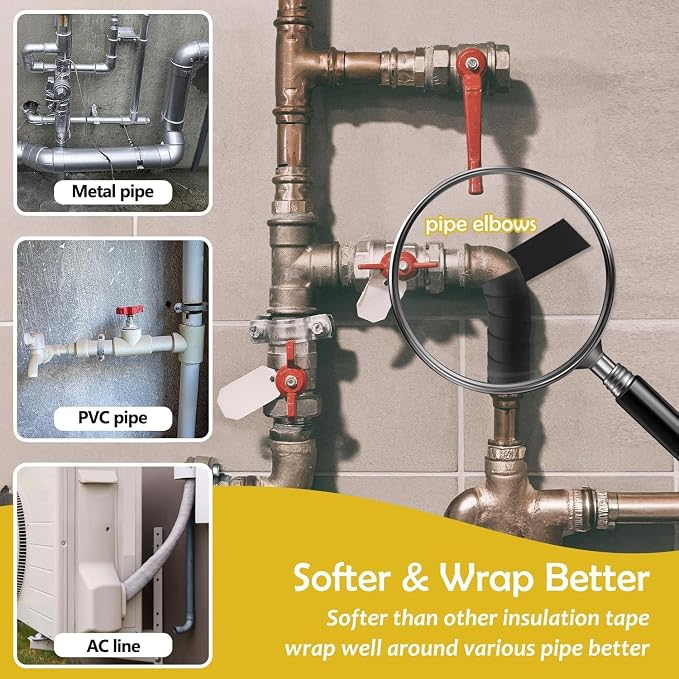 DEMEDO Pipe Insulation Tape, Pipe Wrap Insulation Foam Tape Self Adhesive - Image 4