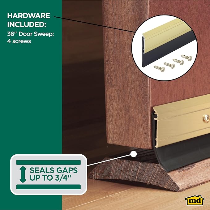MD Building Door Sweep, Screw-On Aluminum and Vinyl | Blocks Drafts Moisture - Image 3