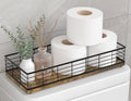 Toilet Paper Storage Basket, Narrow Bathroom Countertop Organizer Iron Metal by Focusonit