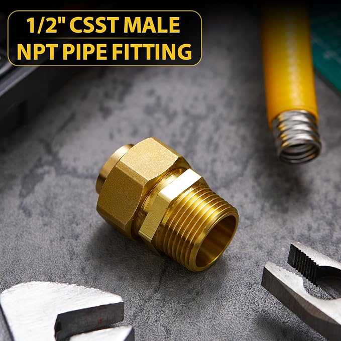Frienda 16 Pack CSST Gas Line Fittings 1/2'' NPT Brass Male Adapter | Hex Nipple - Image 7