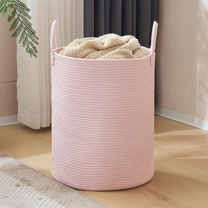 YOUDENOVA Cotton Rope Laundry Hamper Basket, 58L Blanket Basket - Image 3