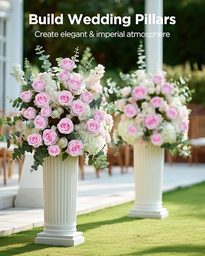 InnoGear Pink Roses Artificial Flowers 50 Pcs Fake Velvet Silk Rose Floral | - Image 6