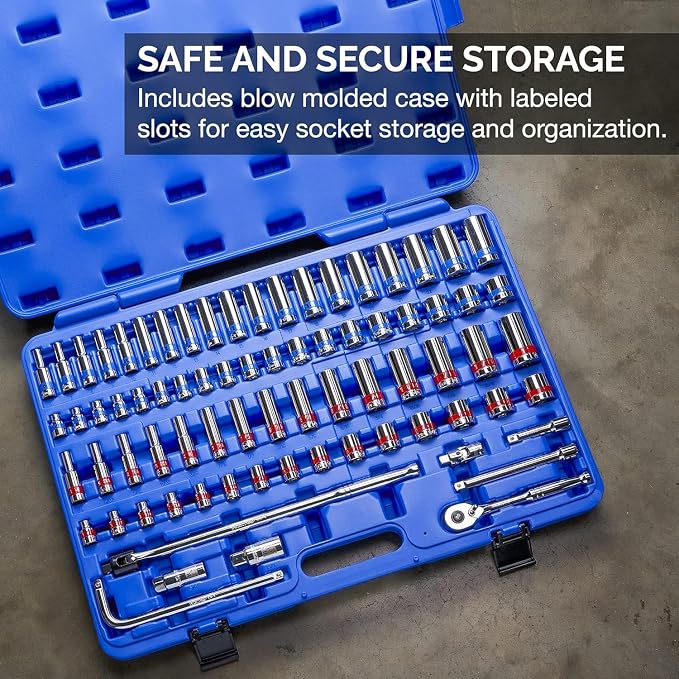 Neiko 02472A 3/8-Inch-Drive Colored Mechanics Tool Ratchet, Socket Set - Image 3