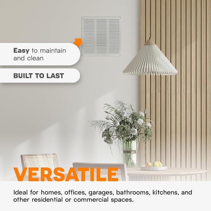 12 x 12 Inch White Galvanized Steel Return Air Register Vent Cover, AC Vent - Image 5