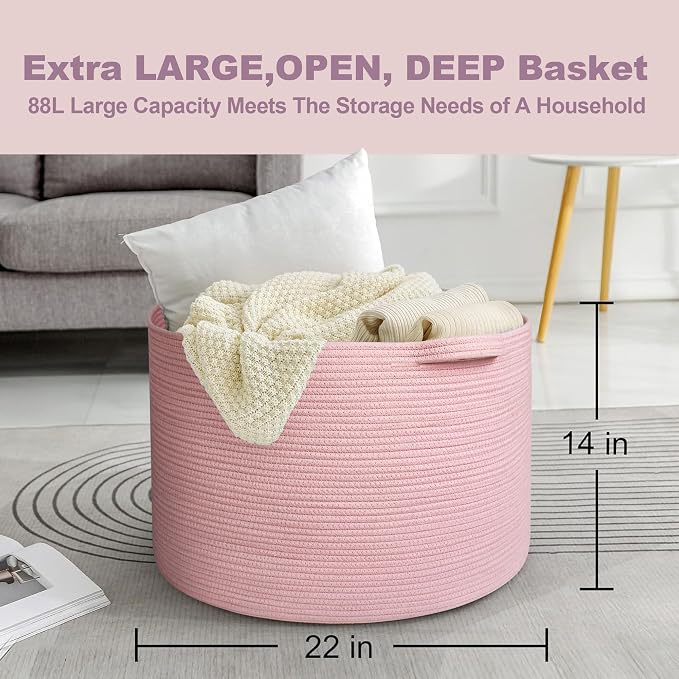 Extra Large Pink Basket, Blanket Storage - Image 3