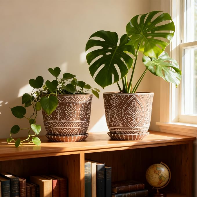 Gepege Ceramic Plant Pots, 6 Inch Indoor Planters - Image 6