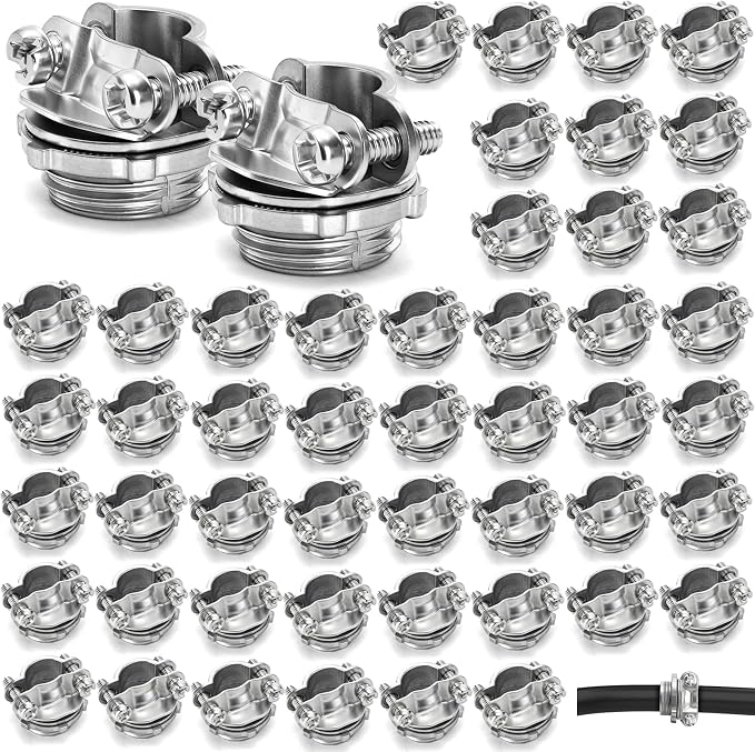 Tlence 50 Pack 1/2 Inch Clamp Type Cable Connectors, Zinc Alloy and Steel - Image 8
