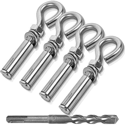 4 Pack 3/8" X 4-1/2" Expansion Eye Bolt, Concrete Eyebolt Anchors, Heavy Duty by Unknown