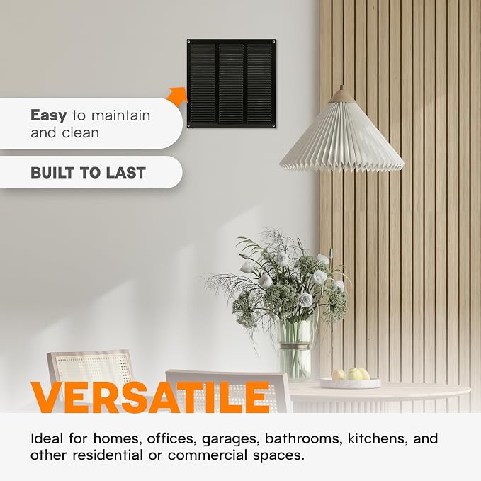 12 x 12 Inch Black Galvanized Steel Return Air Register Vent Cover, AC Vent - Image 5