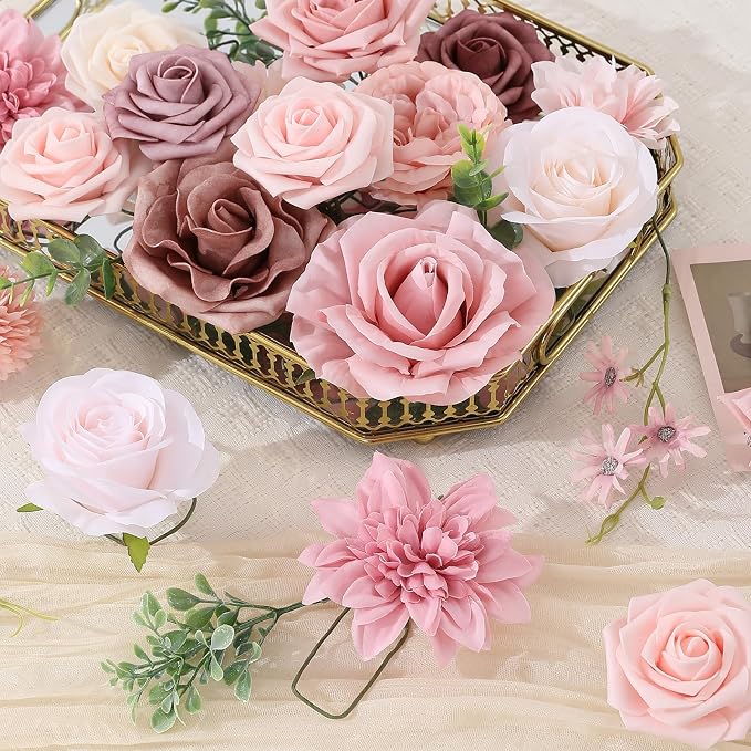 Artificial Flowers Fake Rose Flowers Dahlia - Image 8