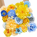 Serwalin Artificial Flowers Blue & Yellow Silk Flowers by Serwalin
