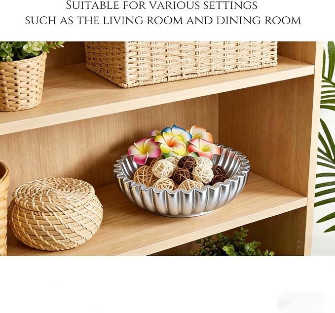 Ruffle Decor Large Decorative Bowl, fruit bowl kitchen stone bowl, bowl decor - Image 4