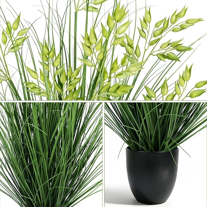 2 Pcs 4FT Tall Artificial Grass Plants Potted Fake Greenery Floor Plants | Faux - Image 2