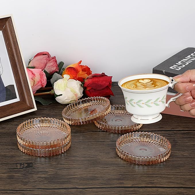 Modern Clear Coasters Set of 5- Glass Cute Coasters - Image 5