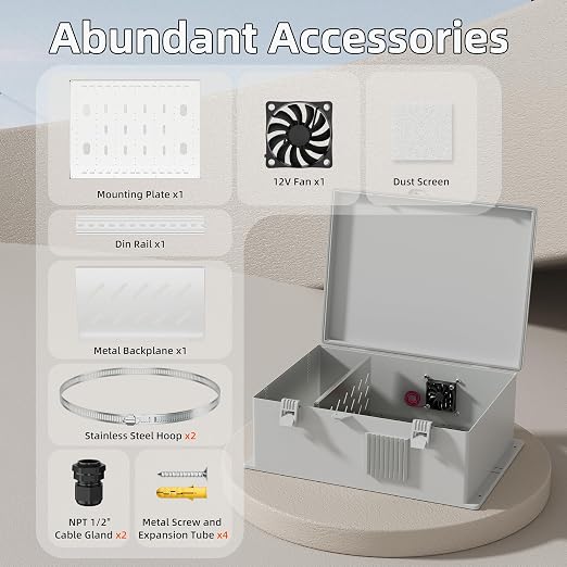 Joinfworld Vented Outdoor Enclosure Box 18.1x12.6x6.4 White | ABS Weatherproof - Image 4