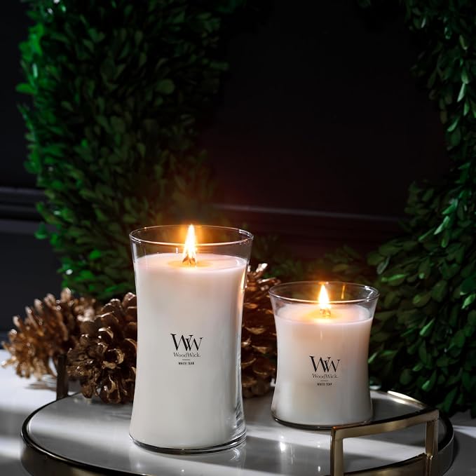 WoodWick Large Hourglass Candle in White Teak Premium Soy Blend Wax - Image 7