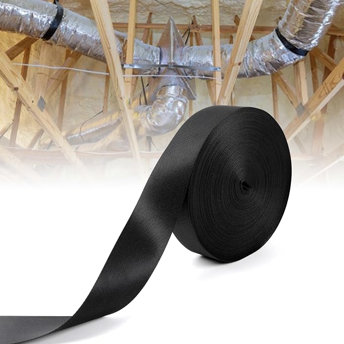 Heavy Duty Duct Strap – 1.95 in x 49 ft Black Nylon Strapping by Unknown