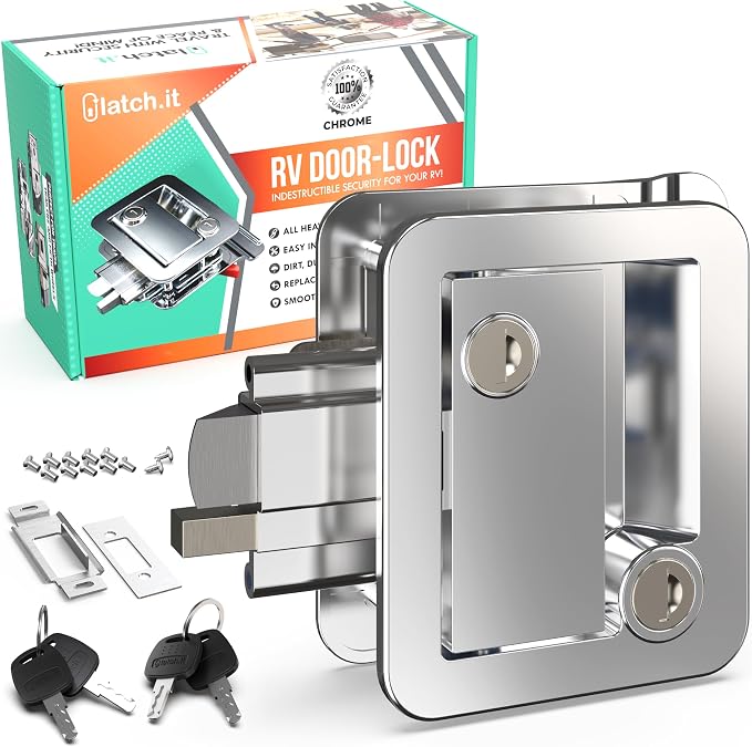 Chrome RV Door Lock Replacement | Premium RV Door Handle & Camper Latch by LATCHIT
