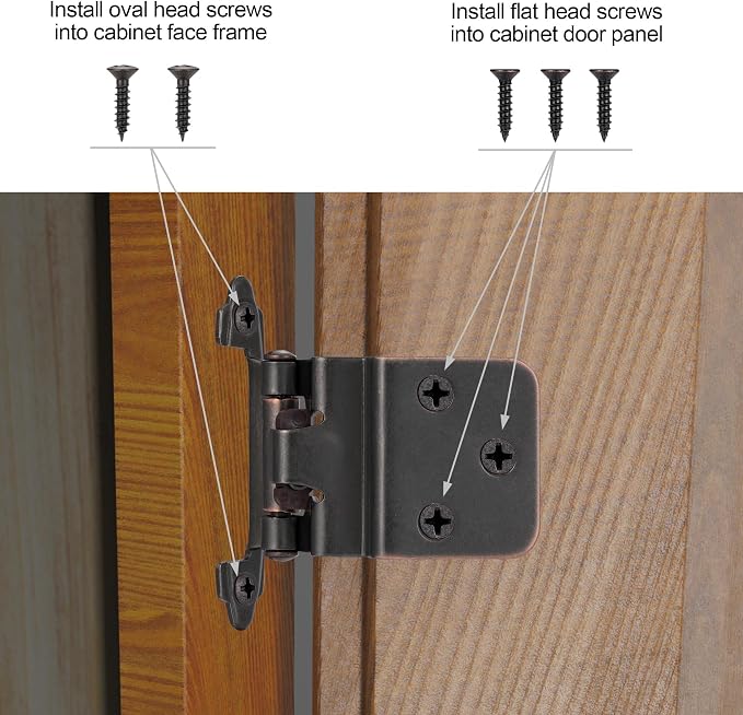 Oil Rubbed Bronze Cabinet Hinges, 3/8” Inset, 4 Pack | - Image 5