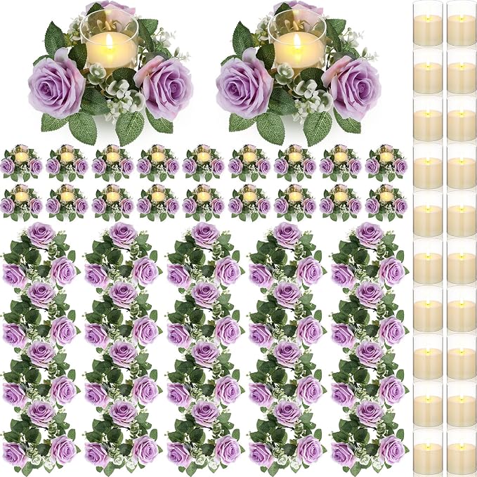 Yunlly 20 Pcs Rose Candle Rings by Yunlly