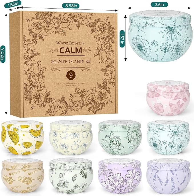 WarmEmbrace Scented Candles, Candle Set of 9 | Long-Lasting Candles - Image 2