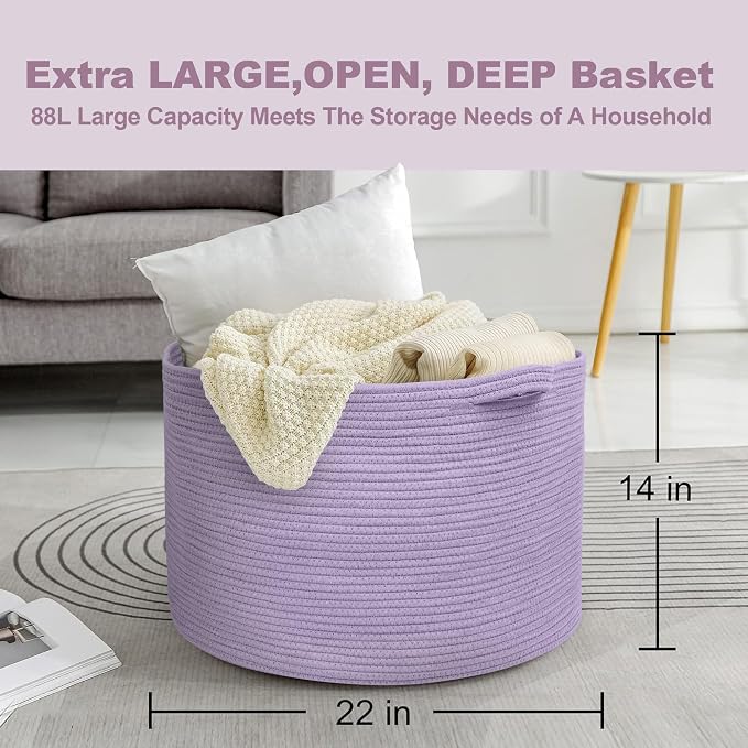 Purple Rope Storage Basket, Jumbo Floor Bin - Image 3