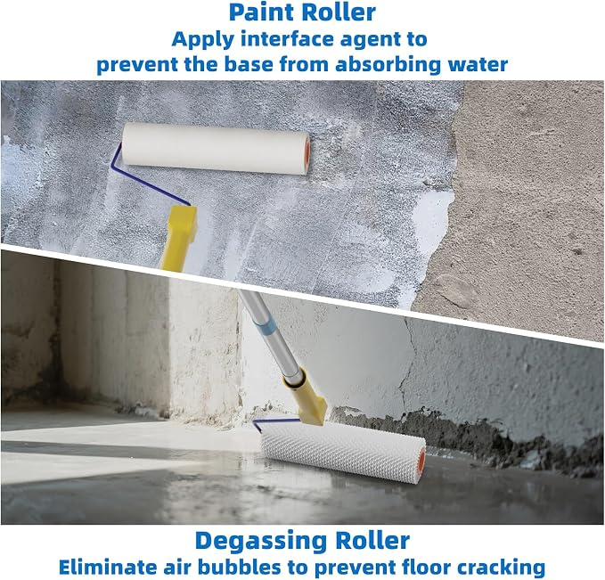 VKE 9in Self Leveling Spiked Roller, 53in Adjustable Telescopic Pole | Paint - Image 2