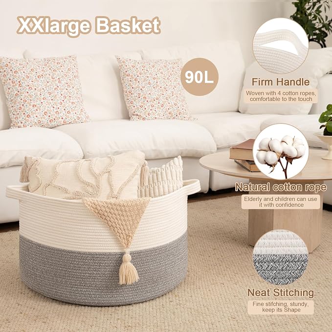 OIAHOMY 90L XXXLarge Blanket Basket - Image 4