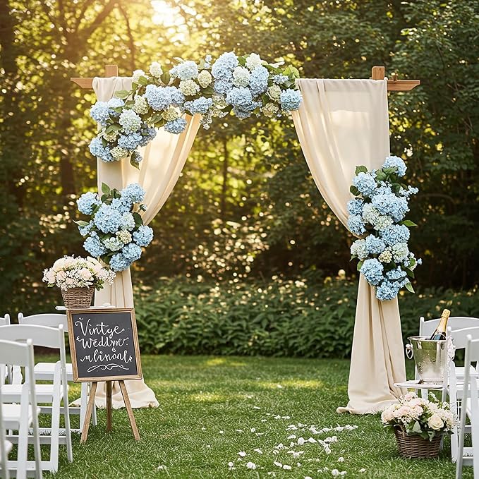 Auihiay 404Pcs Hydrangea Artificial Flowers, Silk Artificial Flowers | Blue - Image 6