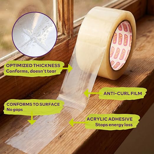 ATack Transparent Window Weather Sealing Tape, 2-Inch x 30 Yards, Surface-Safe - Image 4