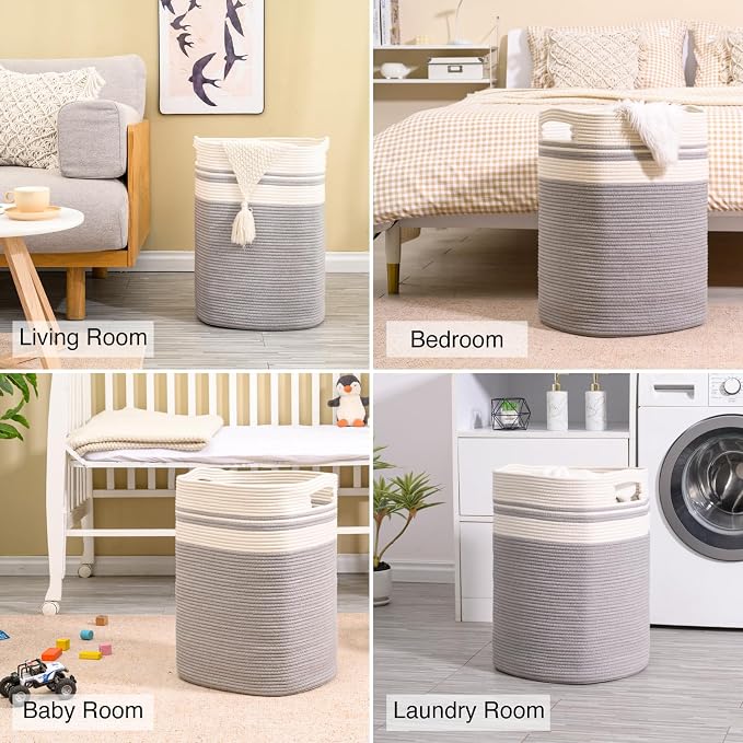 ICERZCZ 78L Laundry Hamper, Woven Rope Tall Laundry Basket - Image 4