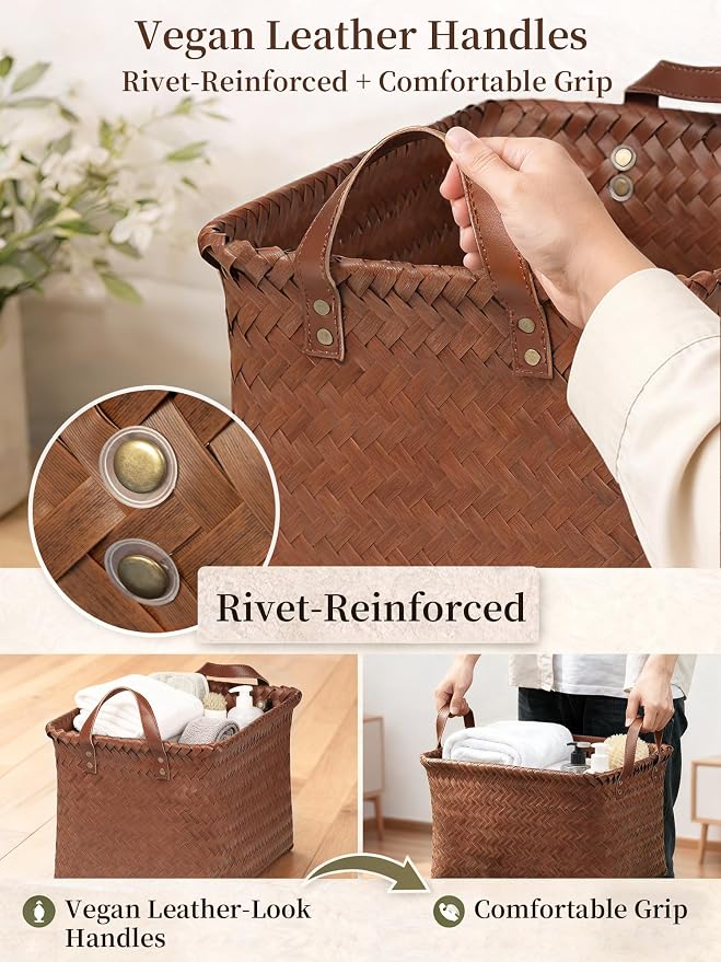 Wicker Storage Baskets, 4 Pack Woven Baskets - Image 6