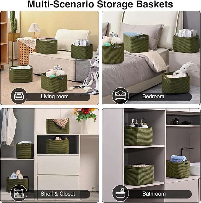 ICERZCZ Storage Basket for Shelves, Small Baskets for Organizing, Woven Cotton - Image 5
