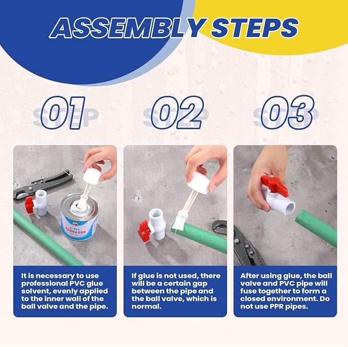 1-1/2 Inch PVC Ball Valve 6 Pack Fits 1.90" OD PVC Pipe | Heavy Duty PVC Shut - Image 6