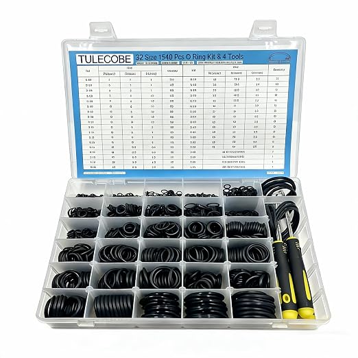 32 Size 1540 Pcs Universal Metric Nitrile Rubber O Ring Assortment Kit & 4 Tools by Unknown