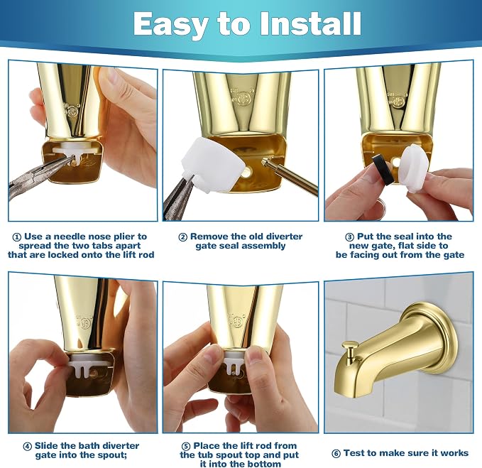 Enhon 2 Set Tub Spout Diverter Repair Kit | Includes 2 x Diverter Valve Stems - Image 7