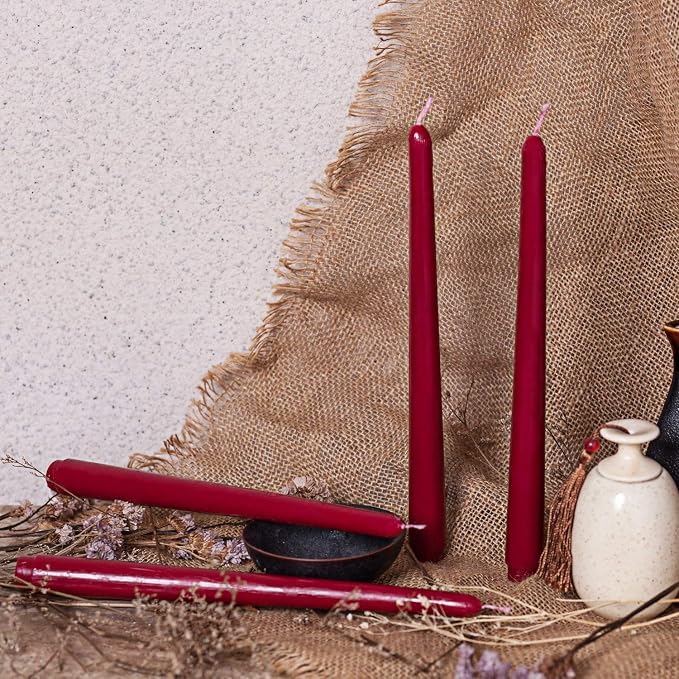 Howemon 14 Pack Dark Red Taper Candles 12 Inch Tall 3/4 Inch Thick Burn 10 Hours - Image 4