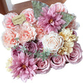 FACINOC Artificial Flowers Pink Bouquet Fake Flower Dahlia Roses by FACINOC