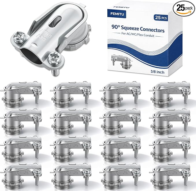 25 Pcs 90° Squeeze MC Connectors by Femitu