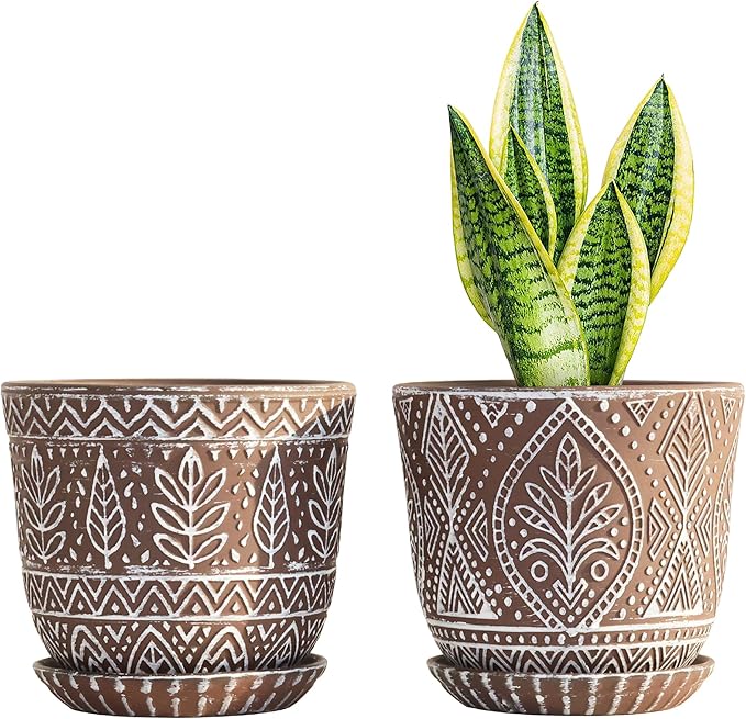 Gepege Ceramic Plant Pots, 6 Inch Indoor Planters by Gepege