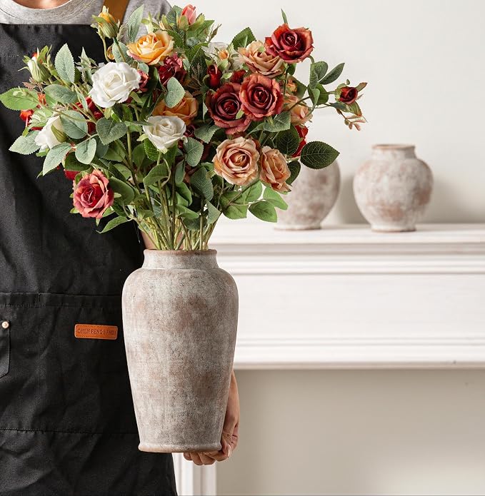 Ceramic Rustic Vase, Large Flower Vase Tall Farmhouse Decorative Vase Floral - Image 4