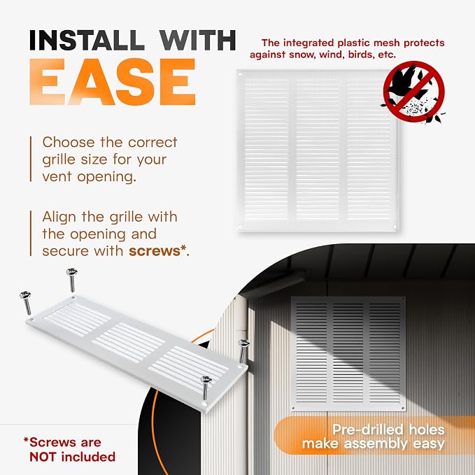 12 x 12 Inch White Galvanized Steel Return Air Register Vent Cover, AC Vent - Image 4